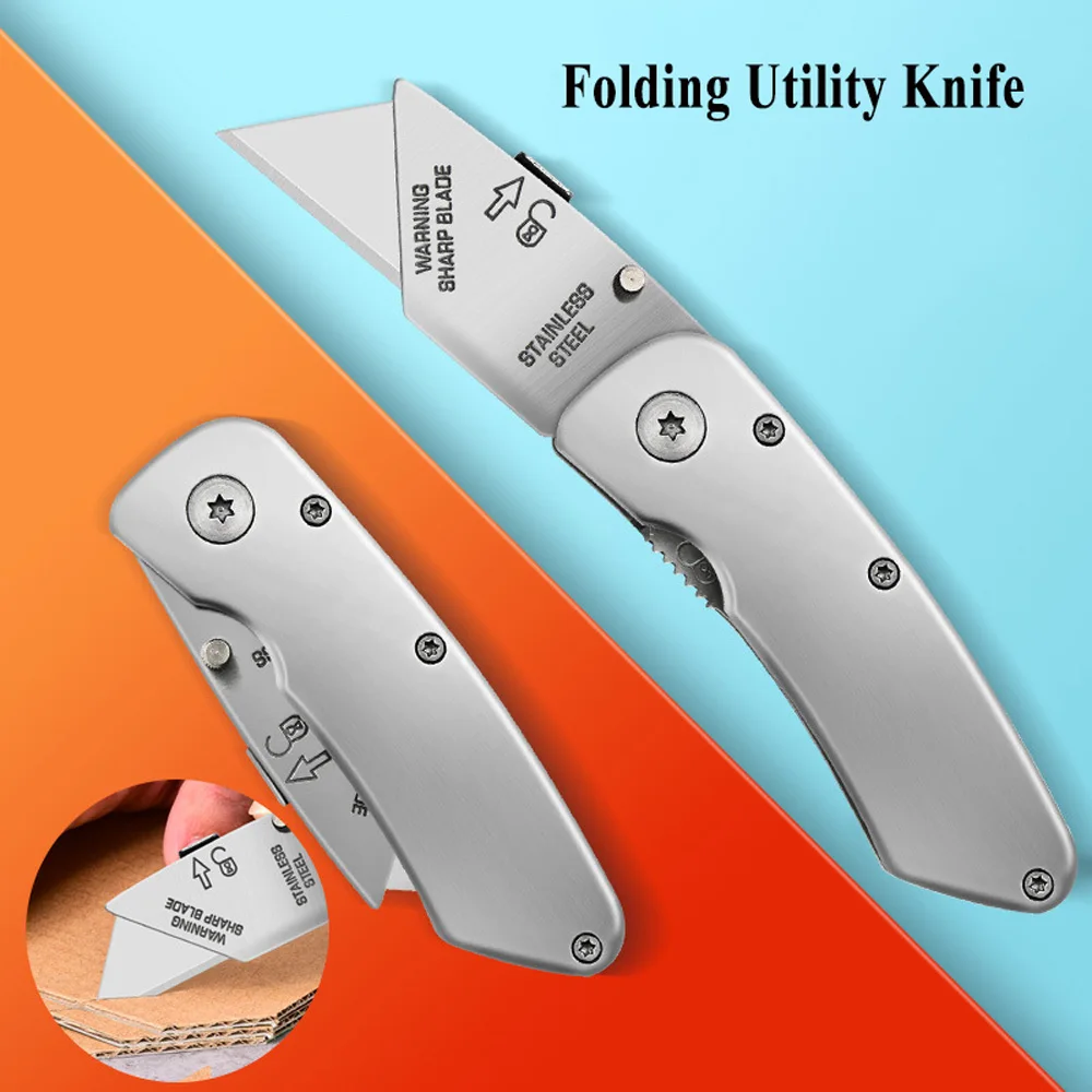 Mini Multifunction Folding Utility Knife Portable Paper Cutter Stainless Steel DIY Stationery Knife Box Cutter Camping Tools