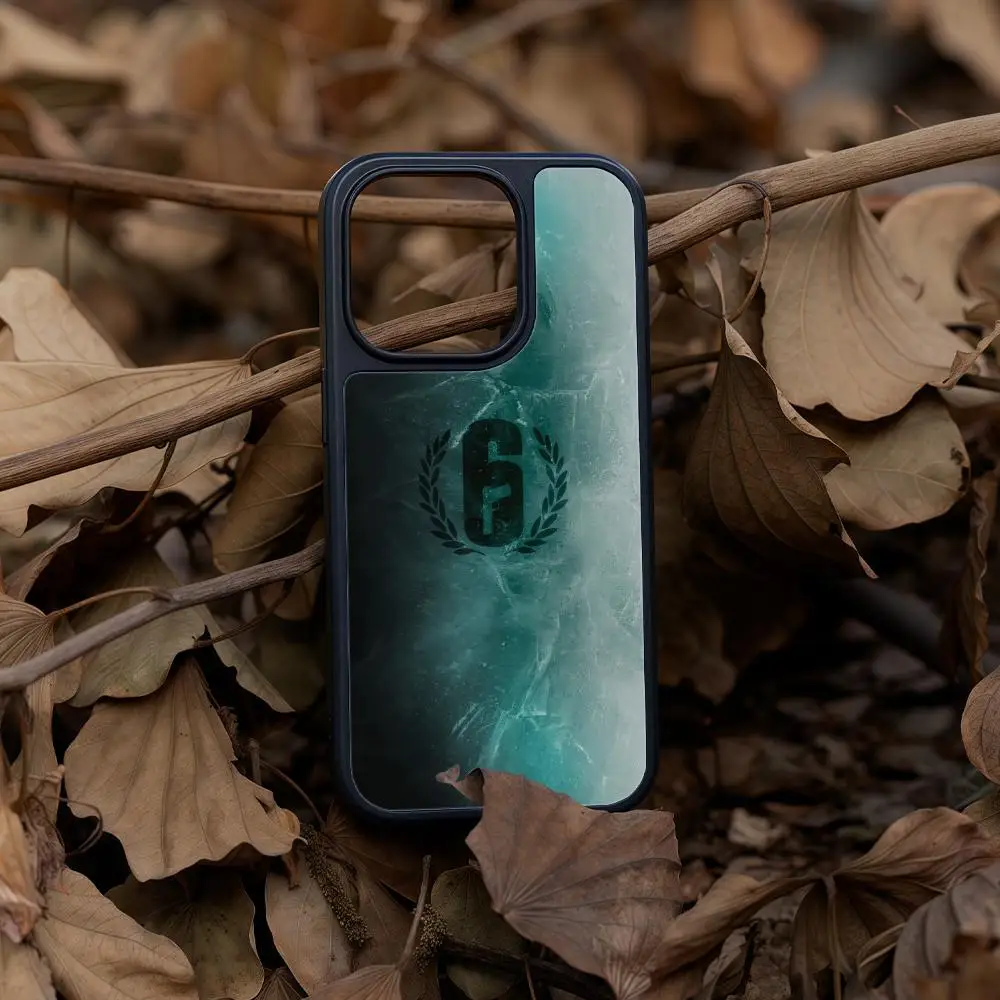 

R-Rainbow Game Six Phone Case For iPhone 17 16 15 14 13 12 Pro Max Plus Black Frame Acrylic Carbon Fiber Hard Shell