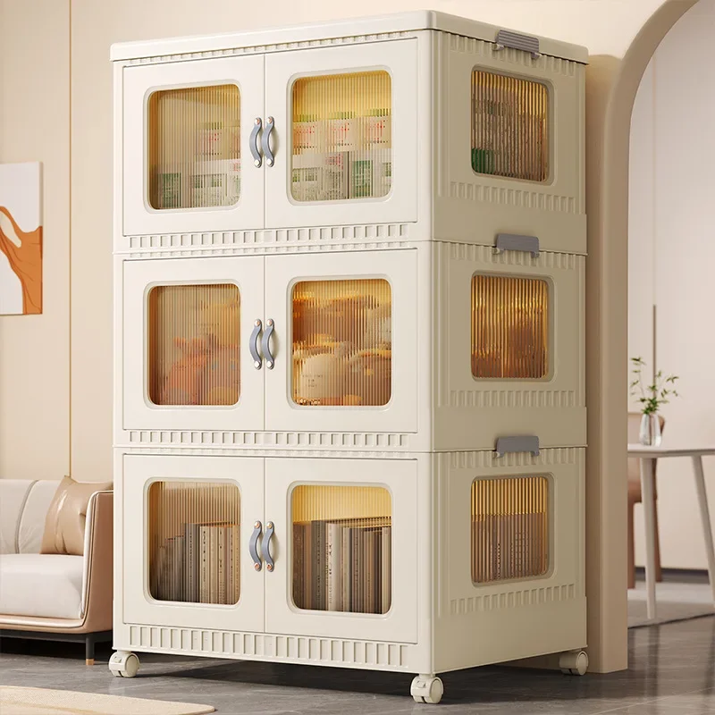 install storage cabinets, storage for household children, clothes and snacks, plastic folding lockers