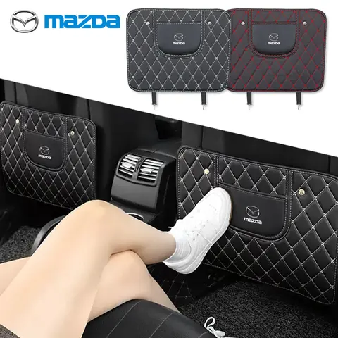 Car Styling Seat Back Anti Kick Pad Leather Scratch Mat Logo For Mazda 2 3 6 5 Atenza CX3 CX5 MX5 CX7 Axela CX30 CX90 CX60 CX50