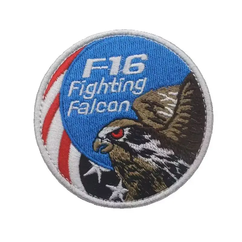 F-16 Fighting Falcon Eagle Embroidered Patch, USA Flag Air Force Tactical Morale Badge, Hook and Loop, for Jacket Backpack