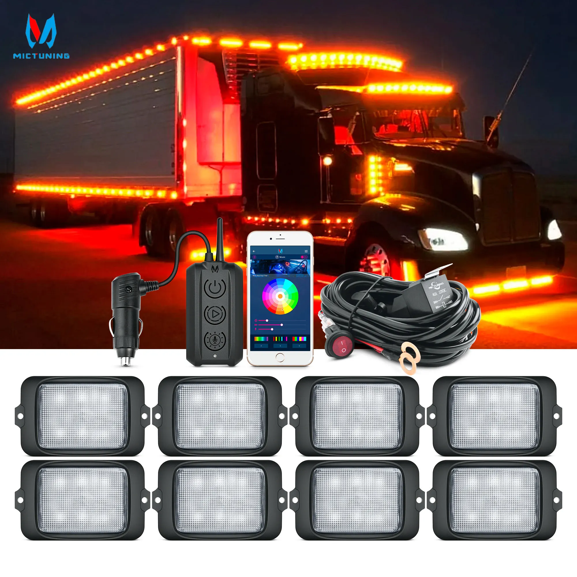 

MICTUNING C3 RGBW LED Rock Lights With Bluetooth APP & Wireless Control Box, Multi-Color Neon Underglow Lights For Car Truck UTV