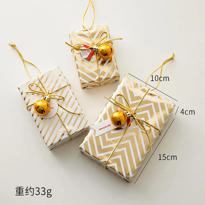 Christmas Bell Gift Pack Three Piece Set Pendant Gold Silver Red Green Gift Box Ornament Festival Christmas Decoration Pendant