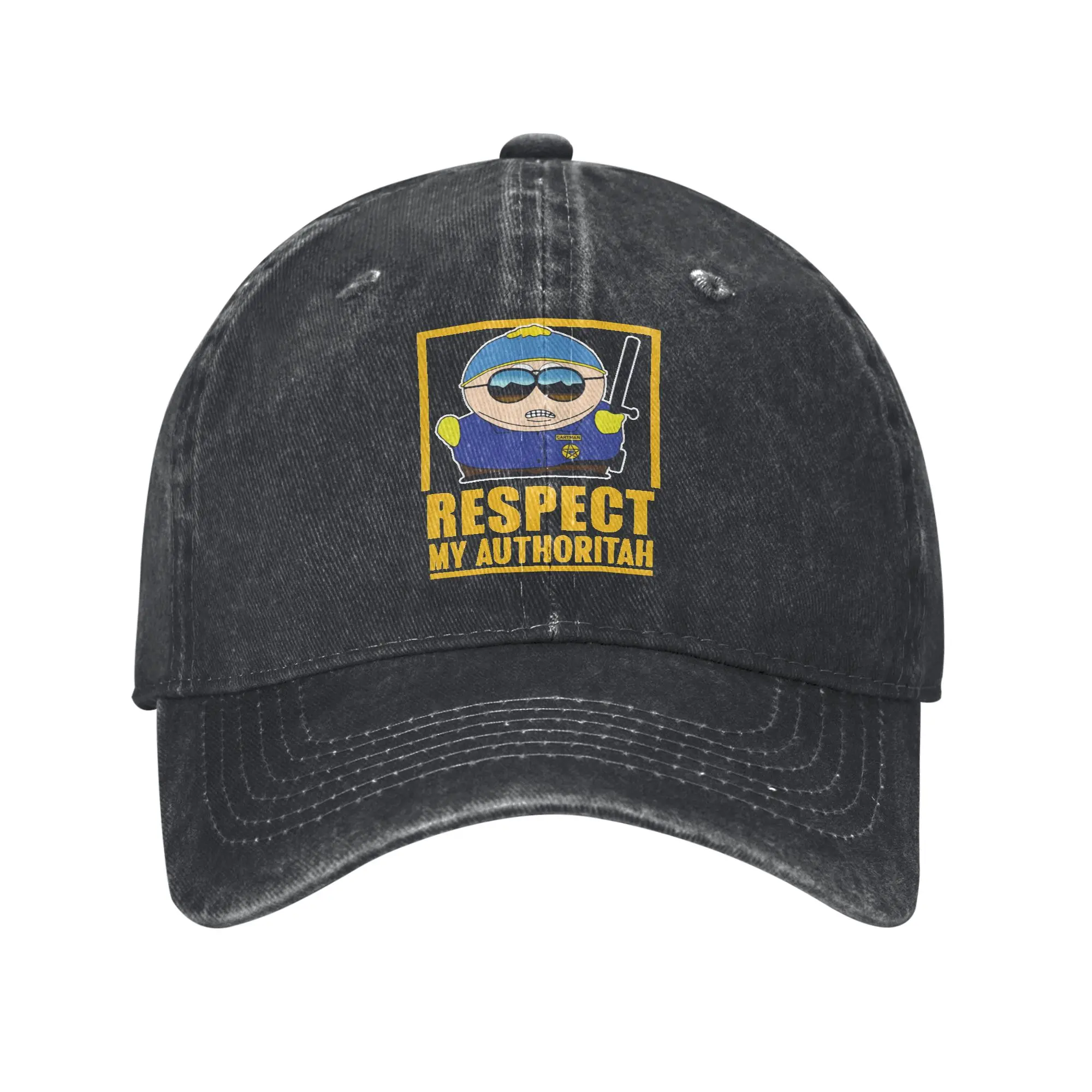 Gorra de béisbol vintage estilo unisex de South Park con efecto desgastado, gorra snapback de mezclilla lavada para exteriores