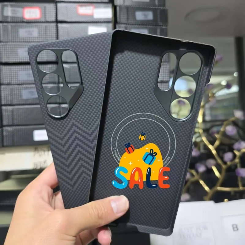 

New Carbon Fiber For Samsung Galaxy S25 Ultra Kevlar Case Magnetic Aramid Fiber Anti Fingerprint Shockproof Phone Cover