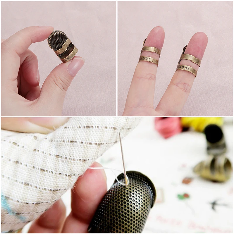 1~10PCS Retro Finger Protector Antique Thimble Ring Handworking Needle Thimble Needles Craft Household Sewing Tools
