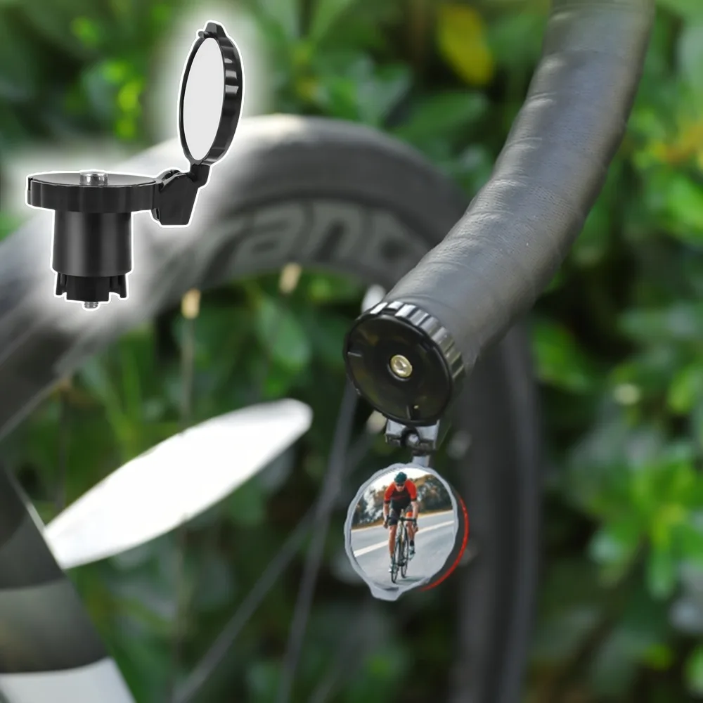 High-definition wide-angle bicycle rearview mirror-round convex lens,folding and invisible bike handlebar mirror,360° rotatable