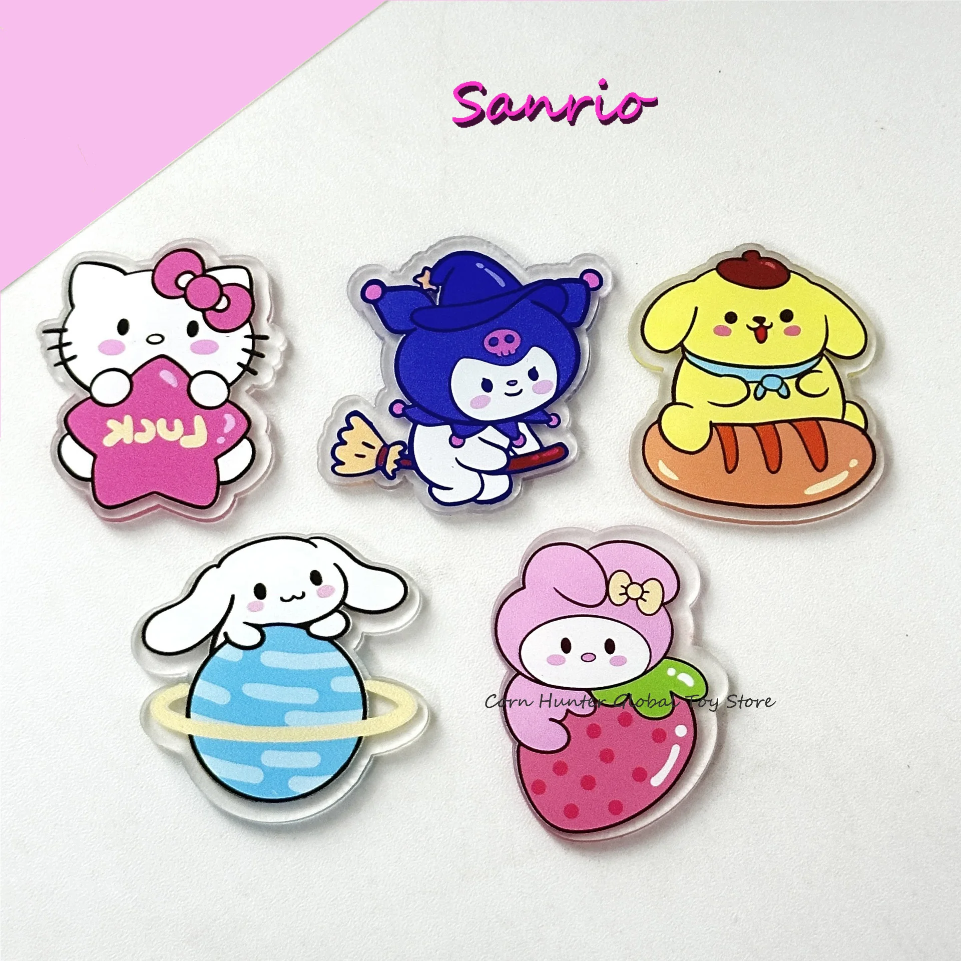 5Pcs Sanrio kawaii Series Suit Hello kitty Kuromi MyMelody Cute little accessory.Gift decoration.Mini fridge patch anime figure