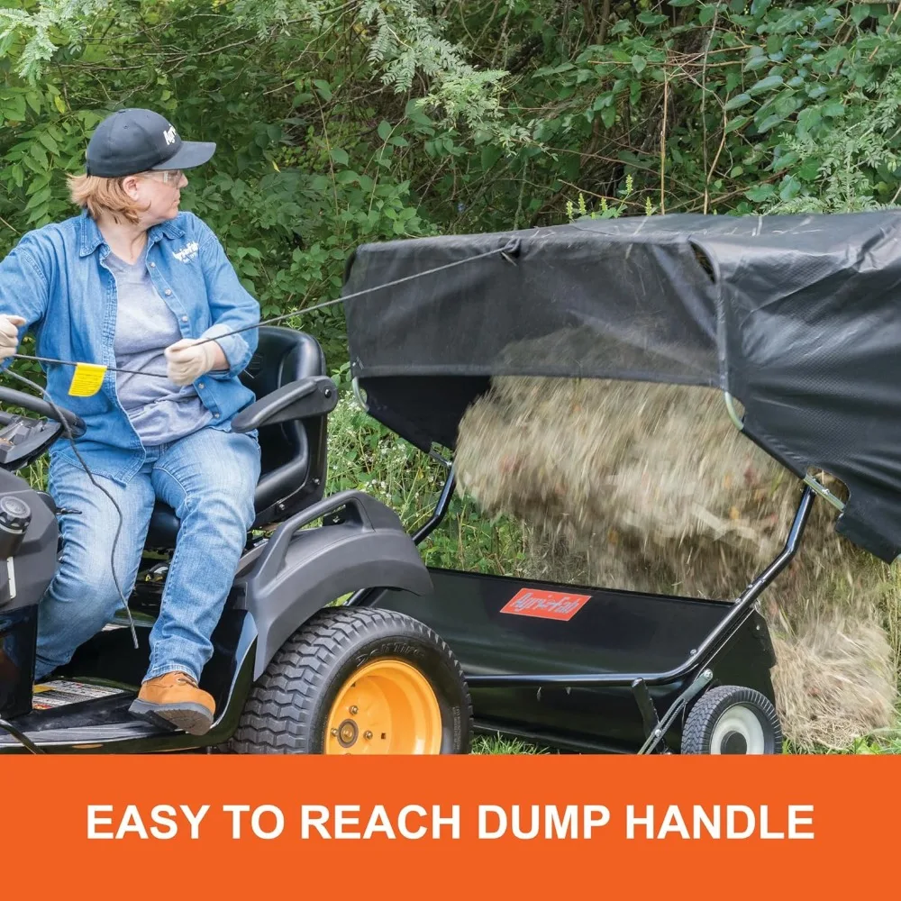 Agri-Fab 45-0546 Spazzatrice per prato da 52 pollici con trampoliera da 26 piedi cubi e altezza spazzola regolabile per foglie e erba Co