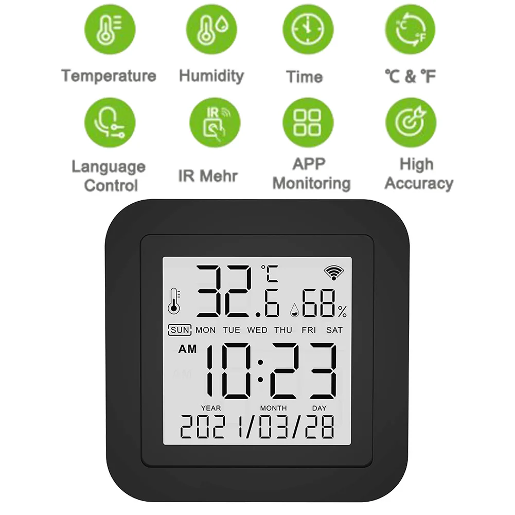 For Smart WiFi Thermometer and Hygrometer with Year Long Data Storage and Infrared Remote Control for For Smart Home Use