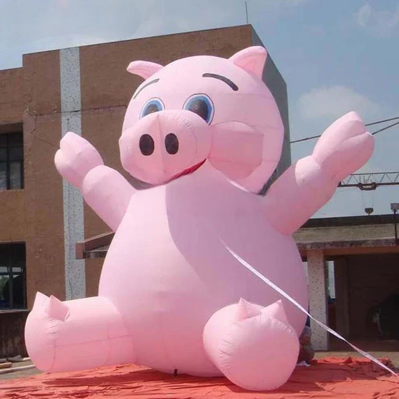 Oxford pink giant inflatable pig, funny piggy mascot balloon customized for sale promotion