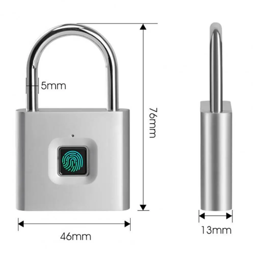 Сканер отпечатков пальцев, сигнализация низкого заряда батареи, 1S, сенсорный навесной замок, быстрая разблокировка, защита конфиденциально...