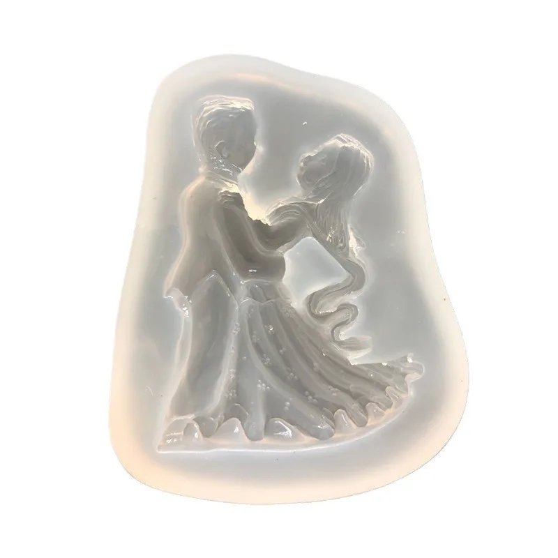 New Mirror Wedding Dress Wedding Model Groom and Bride Dancing Glue Mold DYI Mobile Phone Case Material   16455