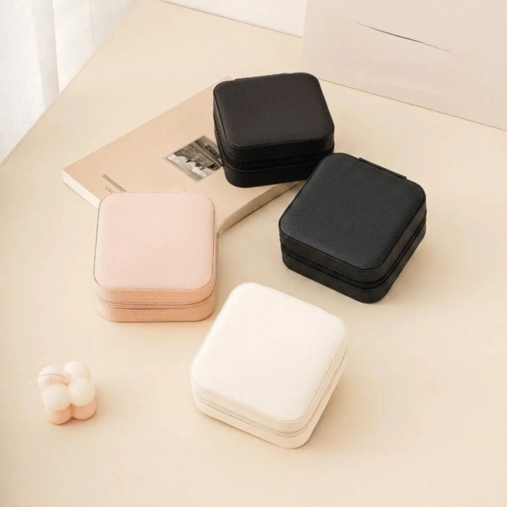 Retro Square Jewelry Organizer Box PU Leather Stackable Jewelry Storage Box with Compartment Portable Jewelry Display Box Girls
