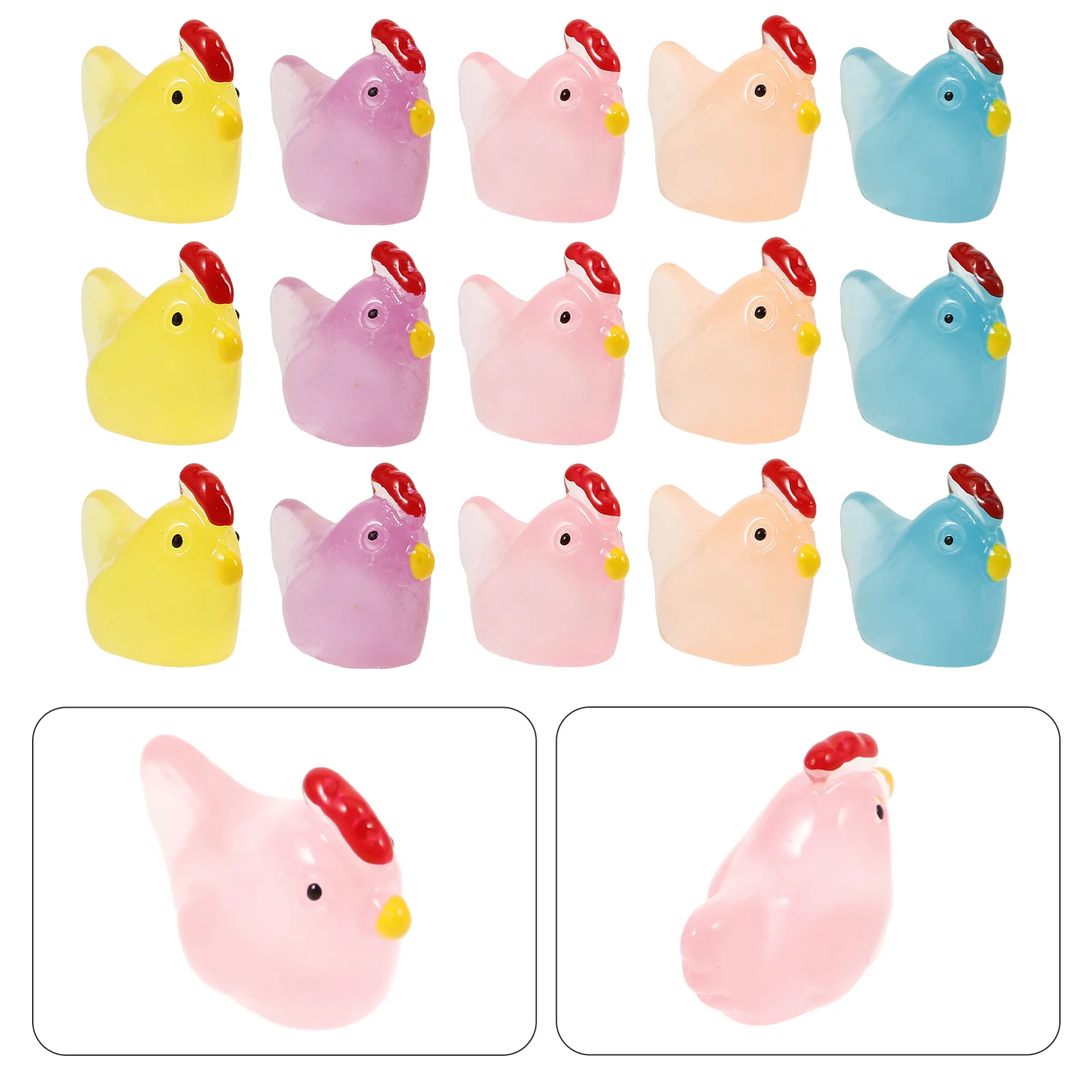 

20 Pcs Chick Model Mini Chicken Statue Tiny Toys Miniature Dollhouse Accessories Animals Figurines Small Resin Bulk