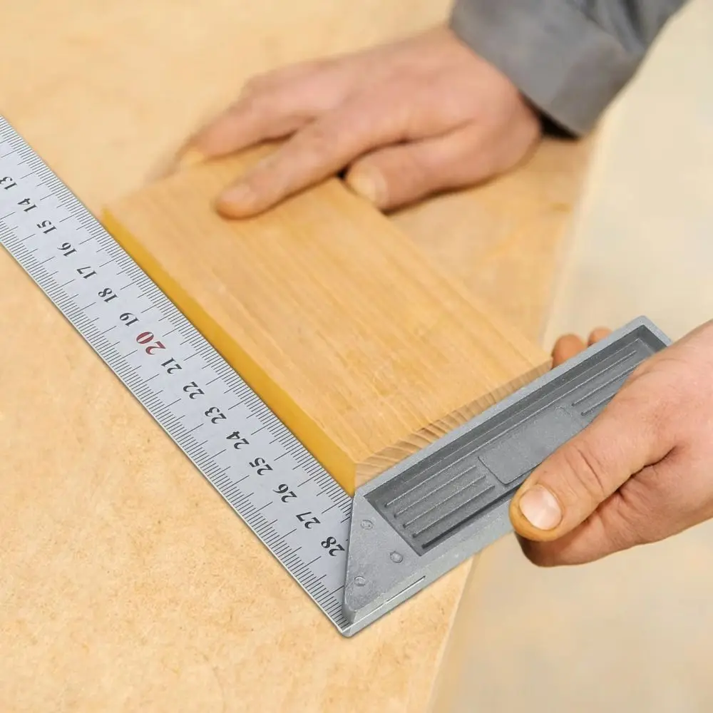 Aluminum Handle Measuring Angle Square Ruler Stainless Steel 90 Degree Right Angle L-Shaped Ruler with Scale Right