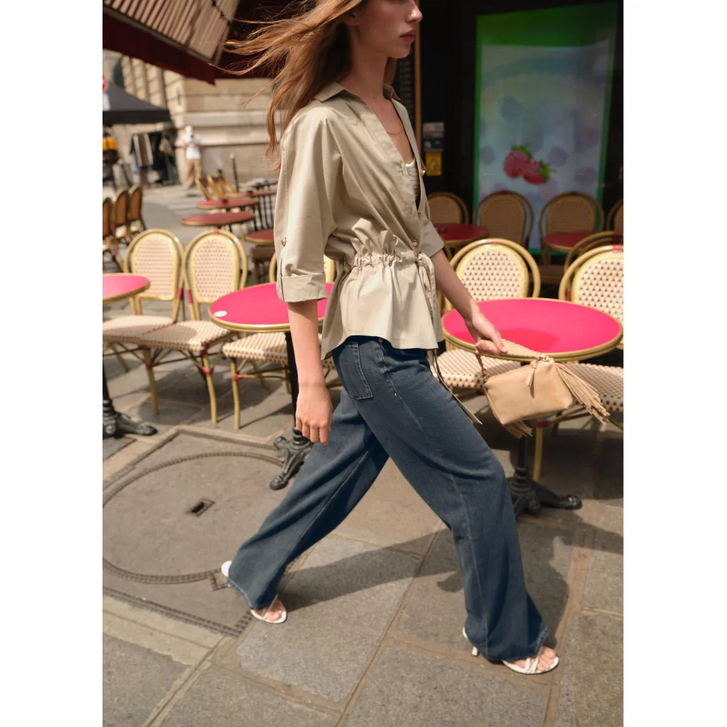 Otoño nueva llegada mujer irt Hunting Sle siete cuartos con puños Sve Material de gasa de seda cuello vuelto poliéster fino