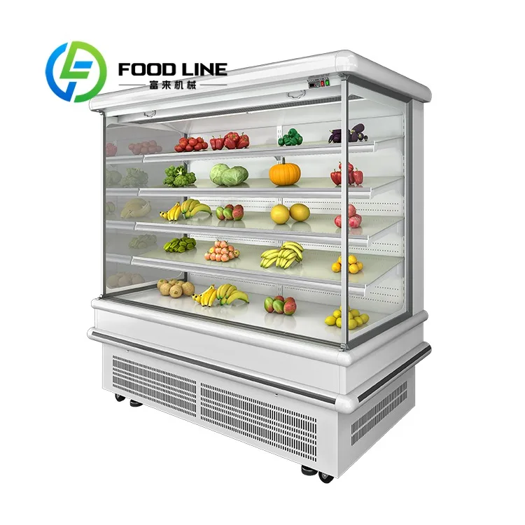4 Shelves European Style High-quality Food Storage Supermarket Display Open Freezer Air Curtain Cabinet