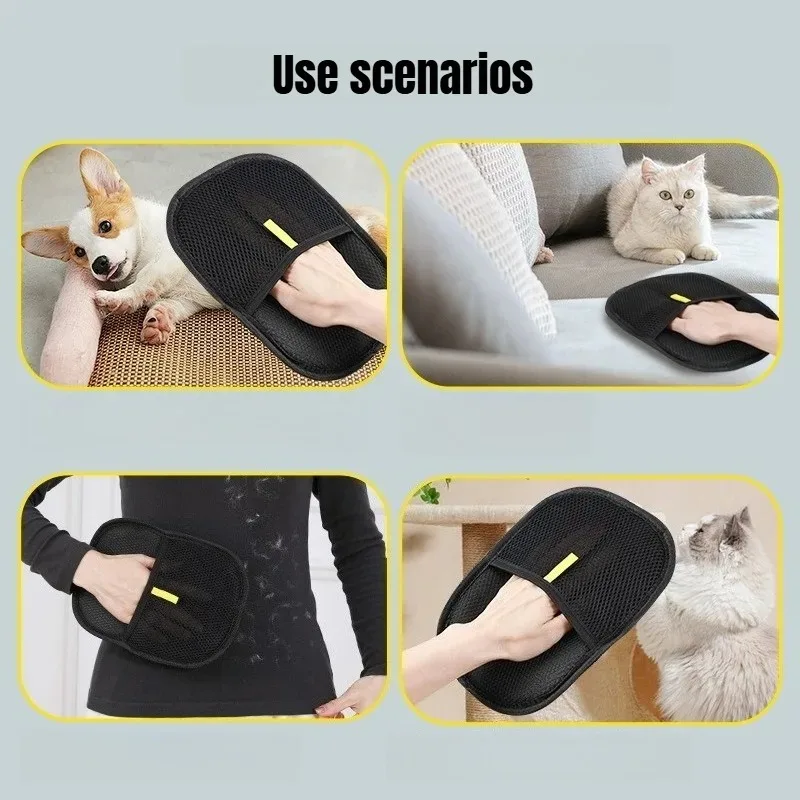 Pet Grooming Gloves Hair Remover Brush Pet Hair Remover Gloves for Dog Cat Rabbit with Long/Short/Curly Hair image 5