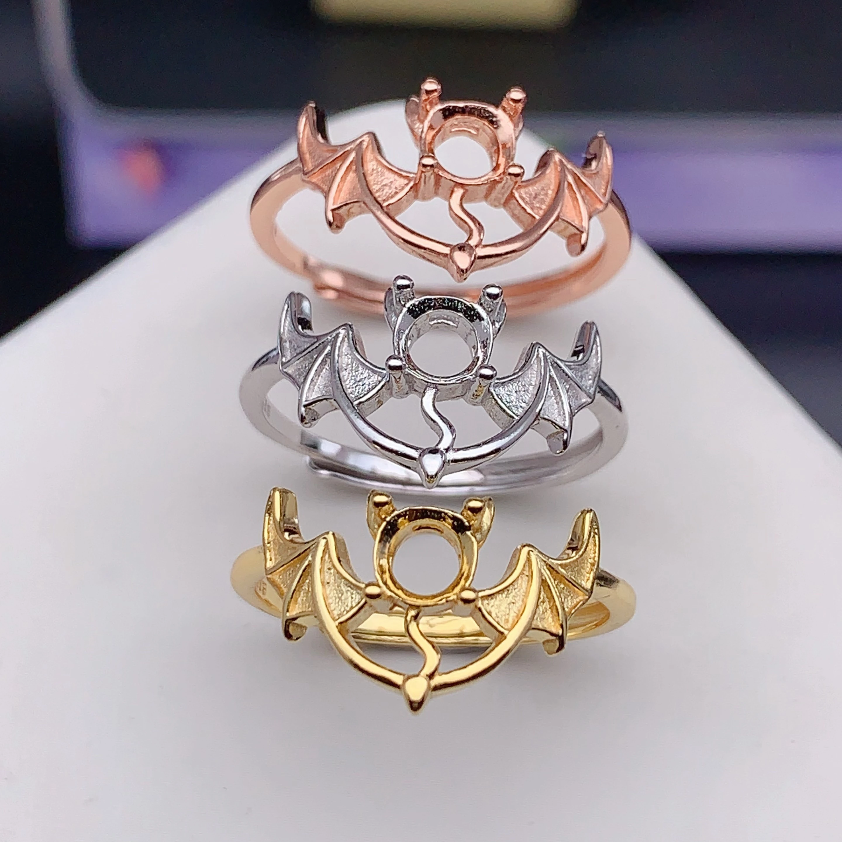 

MeiBaPJ Setting Round 5mm Gemstone DIY Empty Ring Holders for Women 925 Sterling Silver Fine Charm Fashion Jewelry Accessory