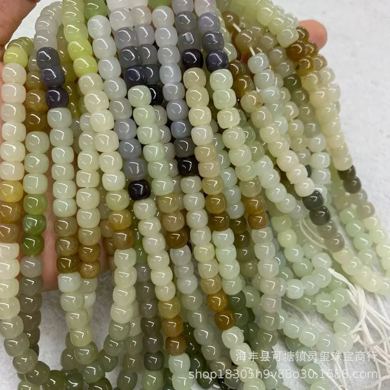 Hetian Jade Old-Style Multi-Treasure 6X7 108 Buddha Accessories Loose Beads Bracelet Jewelry