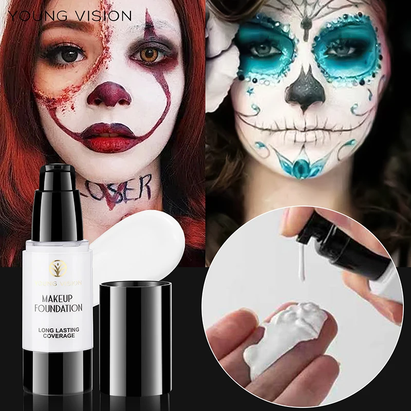 Fondotinta liquido bianco Base per trucco viso cosplay Fondotinta correttore impermeabile ad alta copertura a lunga durata per le donne