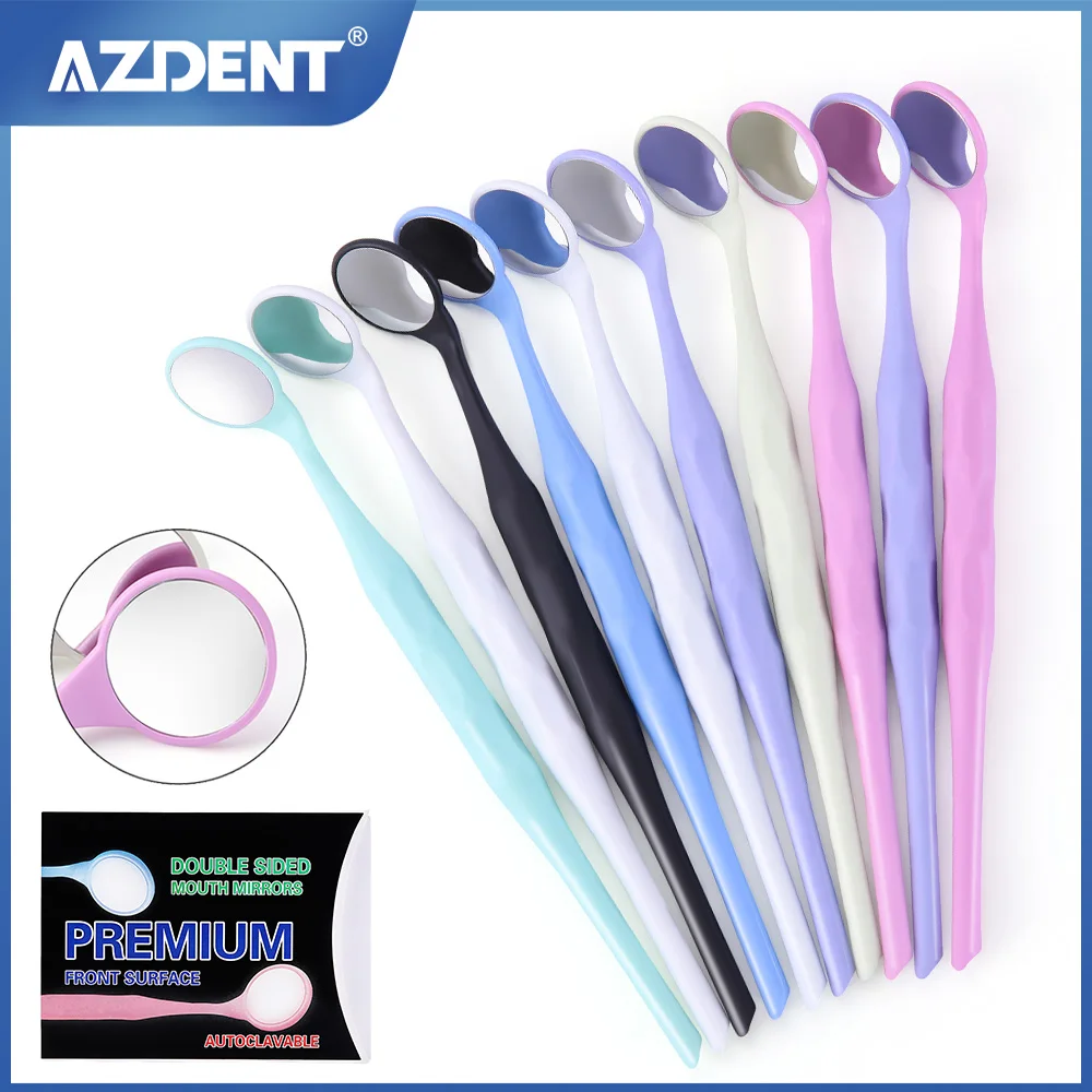 AZDENT 10pcs/Box Dental Double Sided Mouth Mirrors Autoclavable Surface Exam Reflectors Oral Mirror Tooth Whitening Dentist Tool