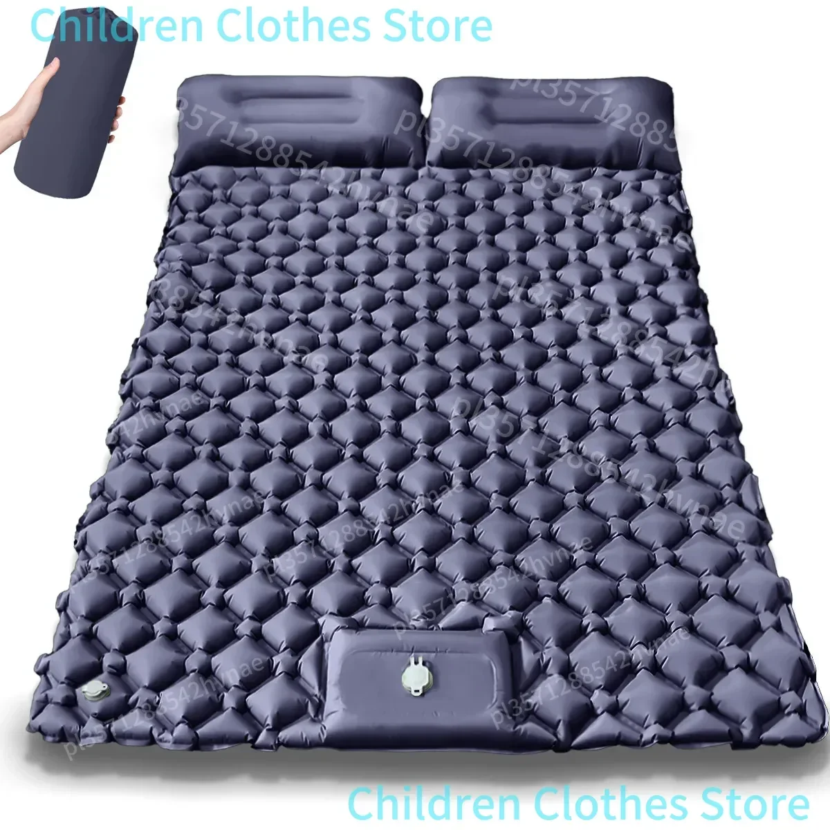 Colchoneta para dormir al aire libre, tienda de campaña, estera de aire para viajes, mochilero, senderismo, colchón inflable doble con bomba de almohada integrada