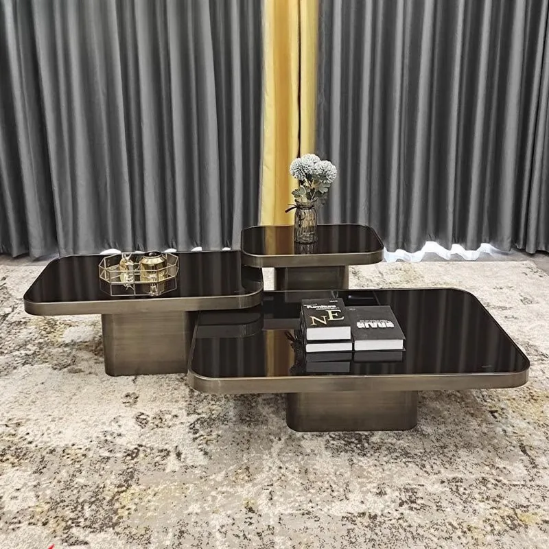 

Italian light luxury coffee table, high and low combination