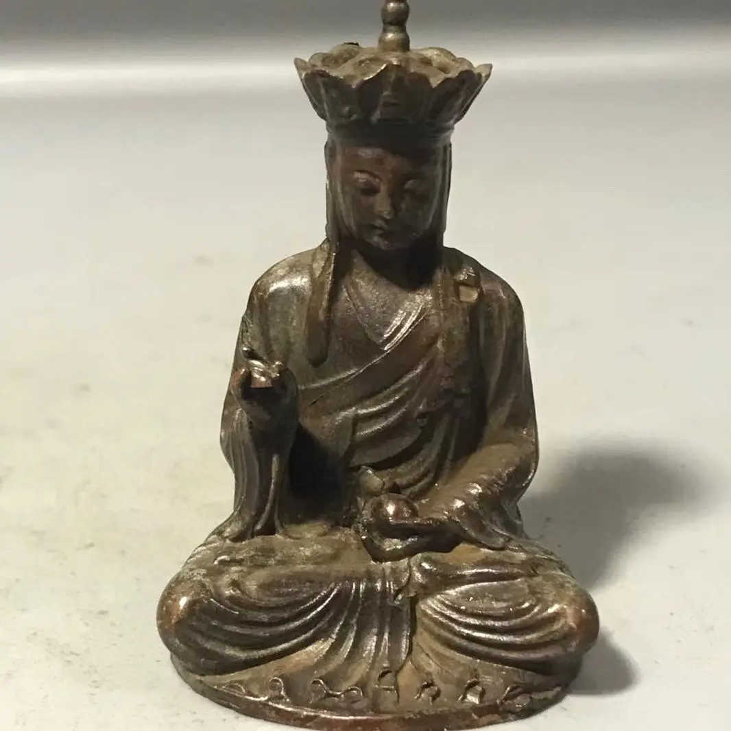 bronze statue of the king of Tibet,  Buddha, small bronze statue  copper furnishings standing home