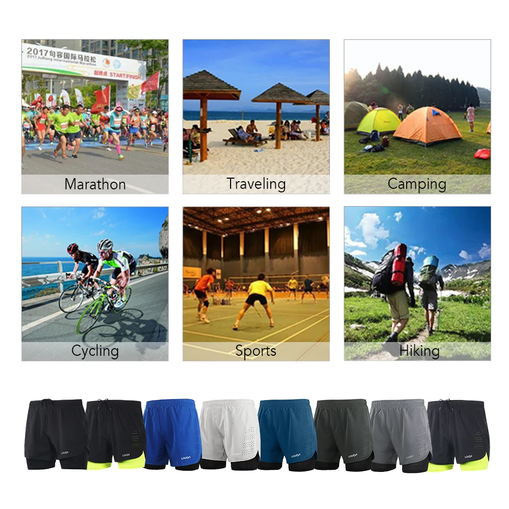 Lixada Men's 2-in-1 Running Shorts Quick Drying Breathable Active Training Exercise Jogging Cycling Shorts with Longer Liner image 5