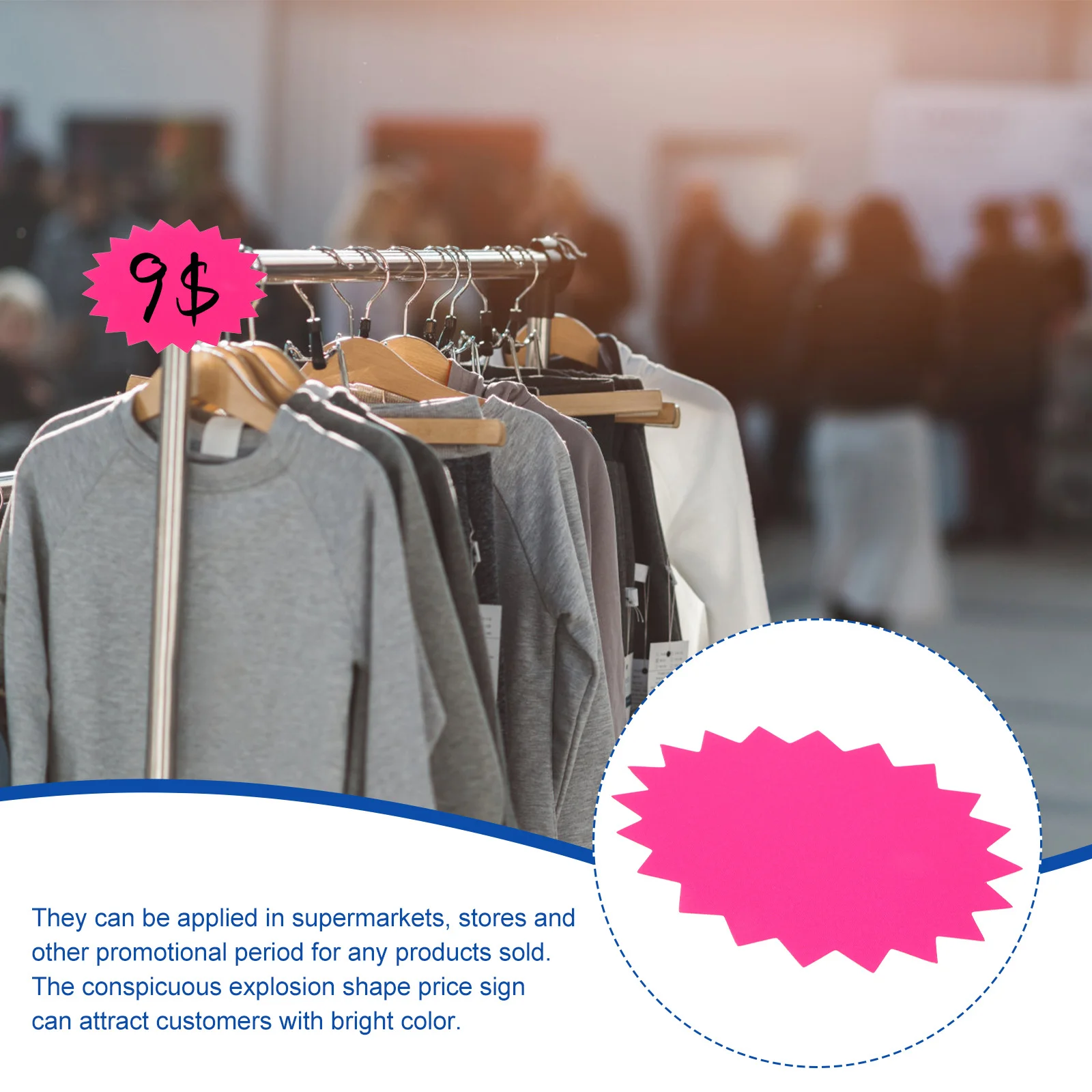 

100 листов флуоресцентной бумаги, ценники, форма взрыва, яркий цвет для розничного магазина, супермаркета, продвижения, дисплея