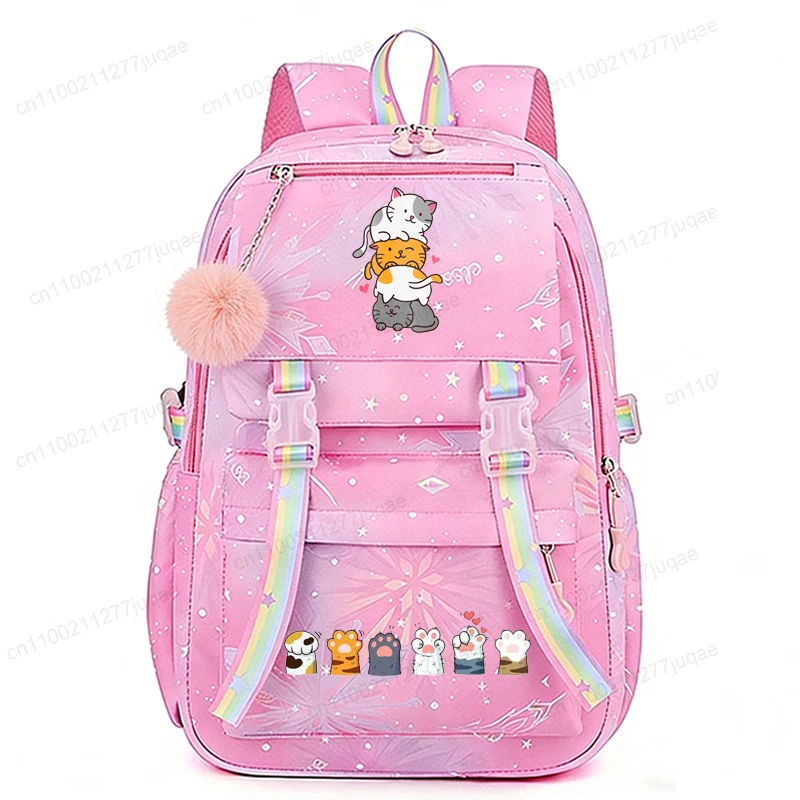 Funny Cat Paw Anime Mochila, Cartoon Children Rucksack, Casual Travel School Backpack for Girls Boys Kids, Student Shoulder Bag