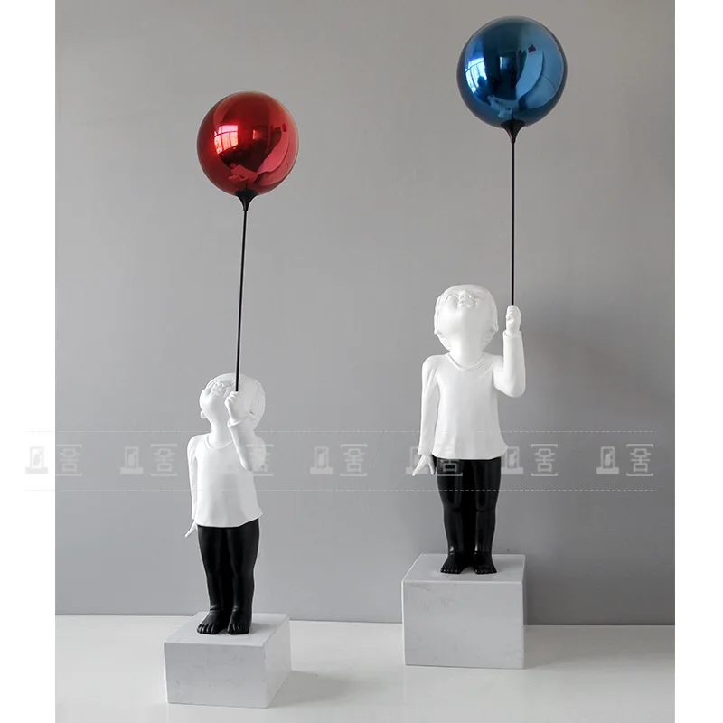 

Simple modern cartoon balloon boy children's room decoration model room hotel entrance entrance wine cabinet resin ornament