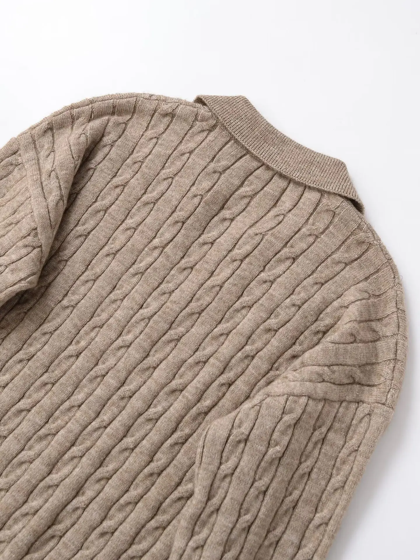 Suéter de punto acanalado informal para mujer, moda de otoño e invierno, blusa versátil de manga larga con cuello tipo Polo, Top holgado y cálido con efecto adelgazante