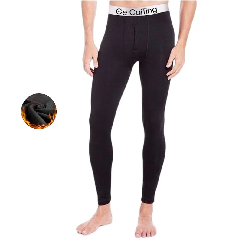 Thermal Underwear Men Thin Fleece Leggings Elastic Underpants Solid Color Render Pants Slim Men Clothing Soft