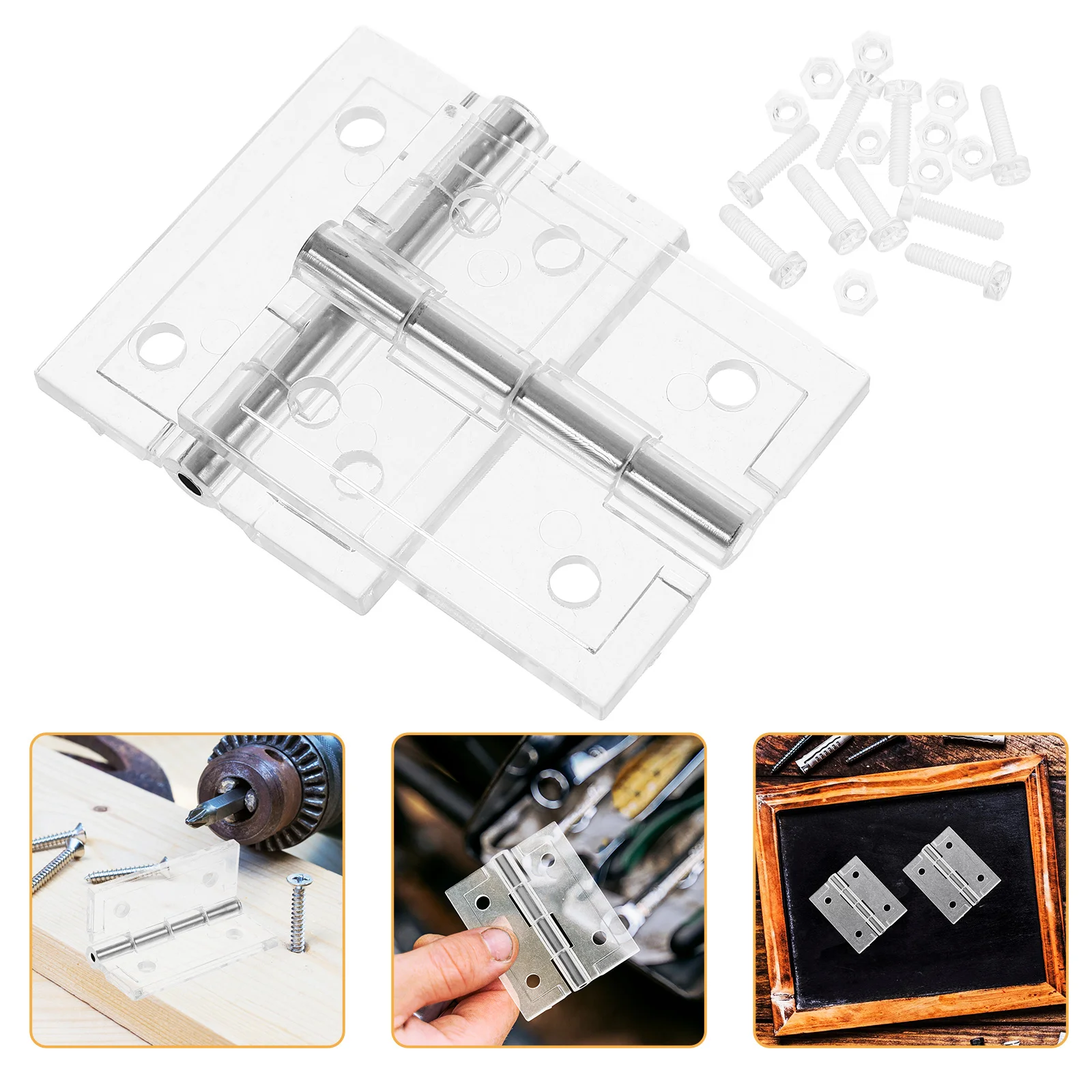

2pcs Transparent Acrylic Hinges Clear Plastic Cabinet Door Hinge For Craft Jewelry Box Trunk Wood Chest Lid Heavy Duty Swing