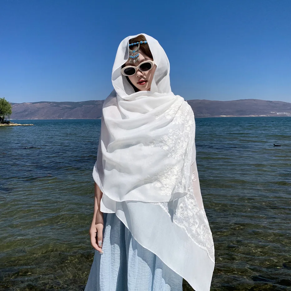 ​ Böhmischer Strandtuch-Wickelschal, bestickter Baumwoll-Sarong, vertuscht, schnell trocknend, Instagram, bewegliches Strand-Resort-Zubehör, 70 x 175 cm ​