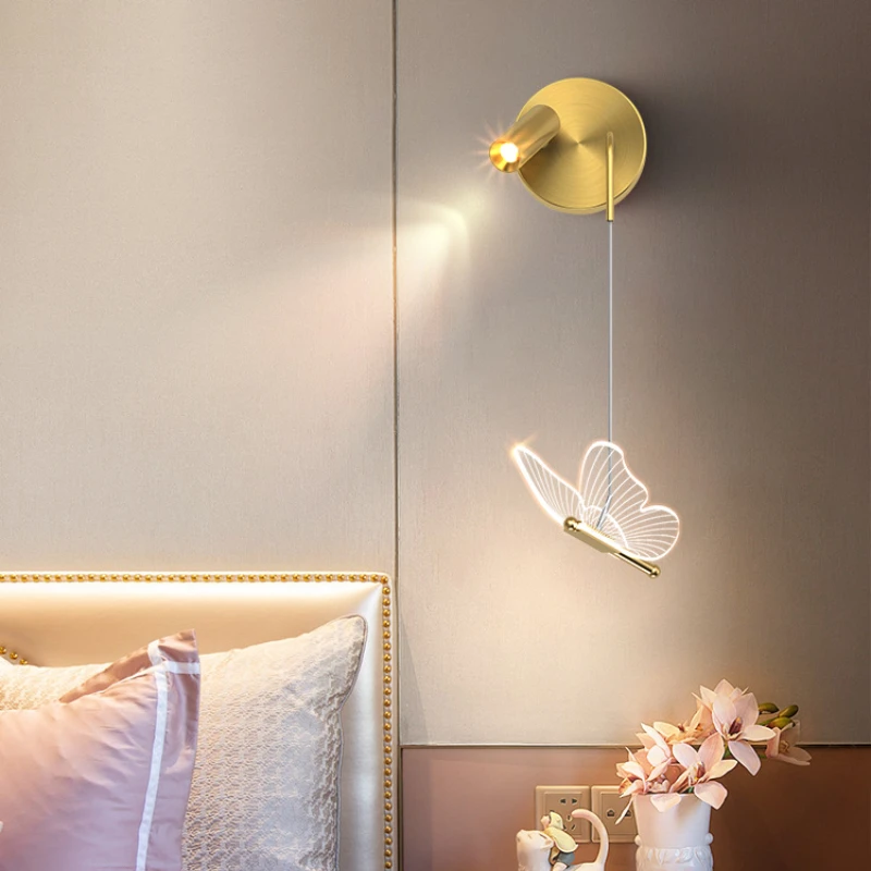 

Modern Wall Sconces Lamp Indoor Bedside Light Fixture Bedroom Living Room Home Decor Led Lighting Butterfly Spotlight Simple Art