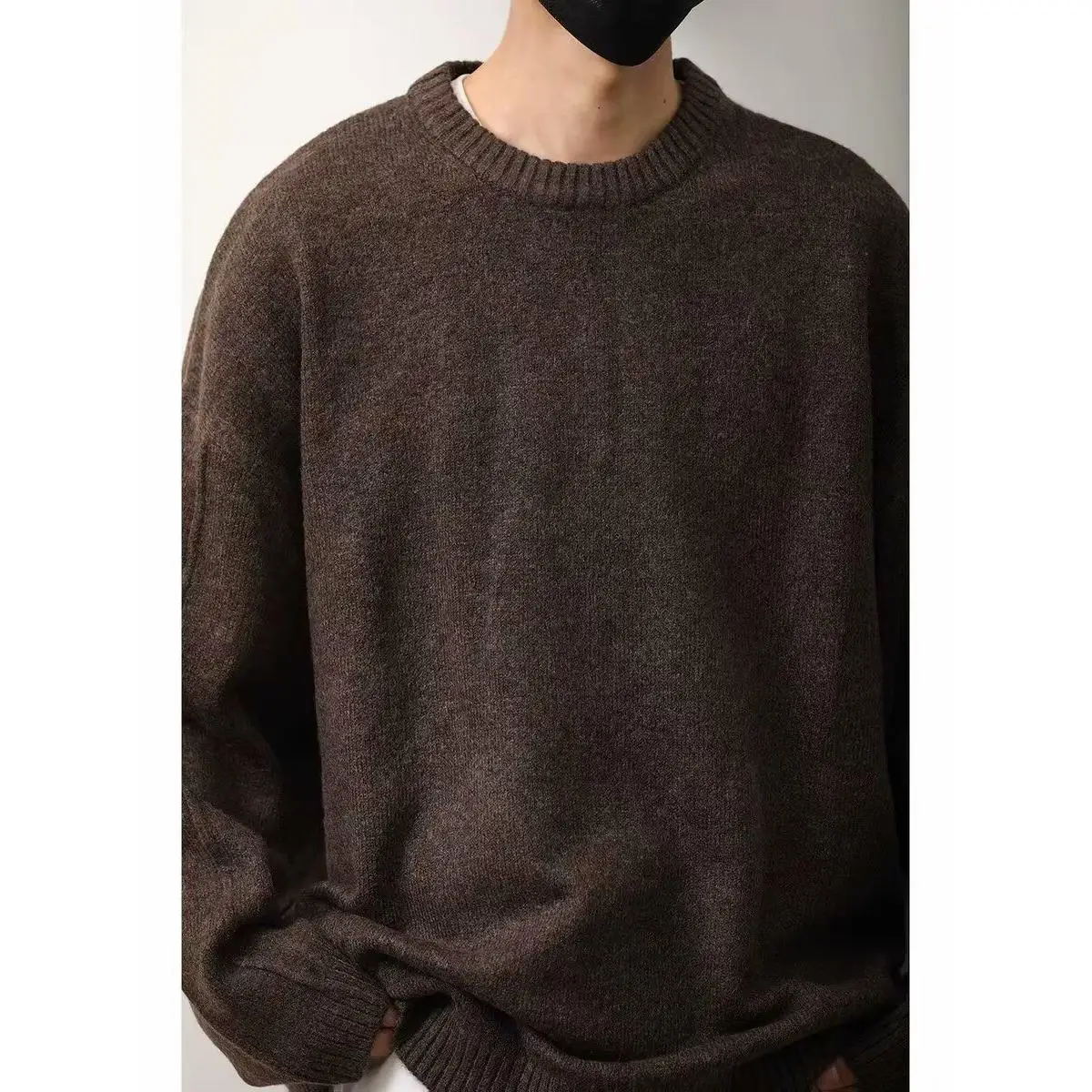 

Retro Japanese Color Oversize Knitted Sweater ex Loose Fit Lazy Sle Autumn Winter Outerwear Soft Polyester