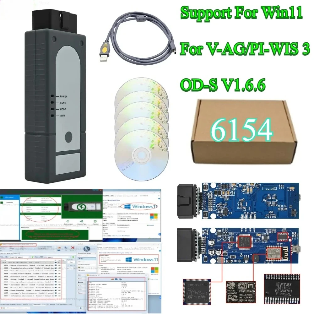 

VAS6154 WIN11 For Wifi OBD2 ODIS 1.6.6 for Audi Skoda v-w Diagnostic Bluetooth VAS6154 WIFI Full Chip UDSSupport GEKO FORpiwis 3