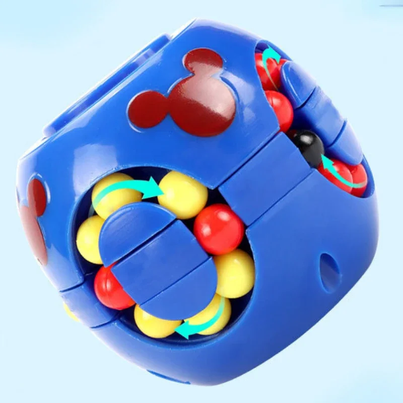 Cube de Haricots Magiques 2 en 1, Rotatif à la Main, Jouets Fidget, Puzzle Anti-Stress, Cadeau pour Enfants, Balle Soulignée, Cadeau de Noël