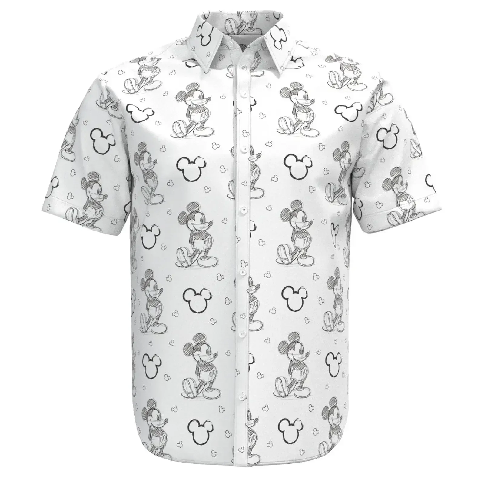 Comic Book Mickey Mouse & Friends Hawaiian Shirt  Disney Men's Button Down Short-Sleeved Shirt Mickey Mouse Hawaiian Beach Shirt