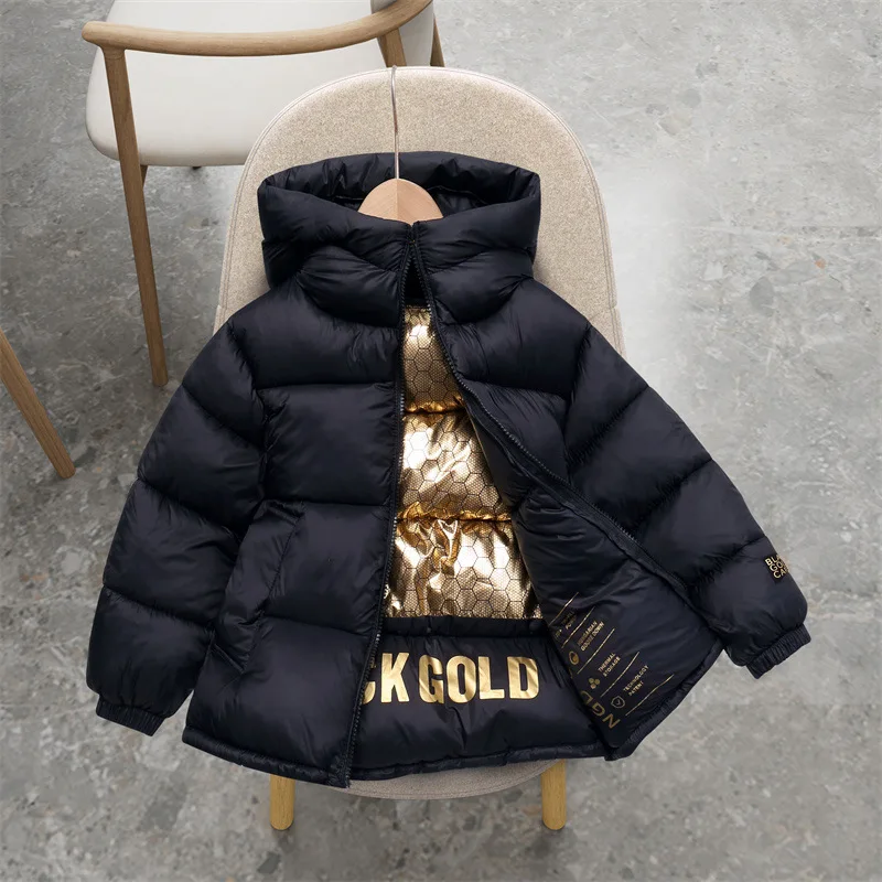 836 Thickened cotton-padded clothes for children black gold graphene self-heating cotton-padded winter coats for boys and girls