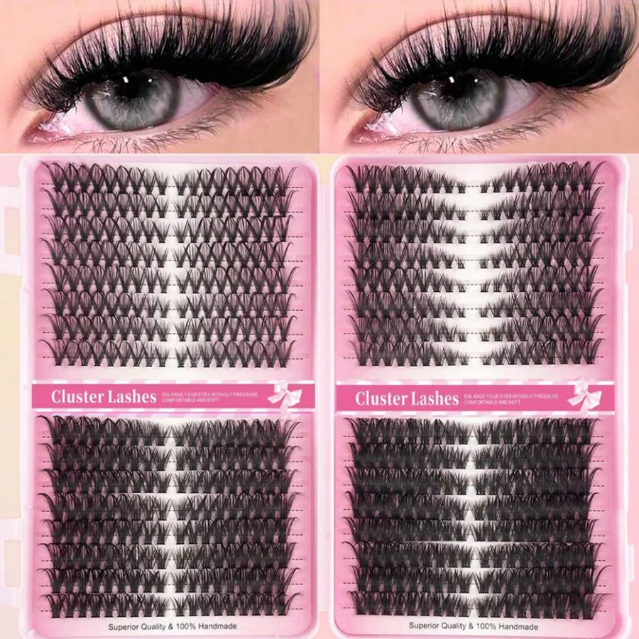 1 Box of Eyelash Clusters, D-Roll, 40D+60D+80D+100D Roll, 8-16mm, DIY Eyelash Clusters, Natural Packaging, Ultra Dense, Intellig