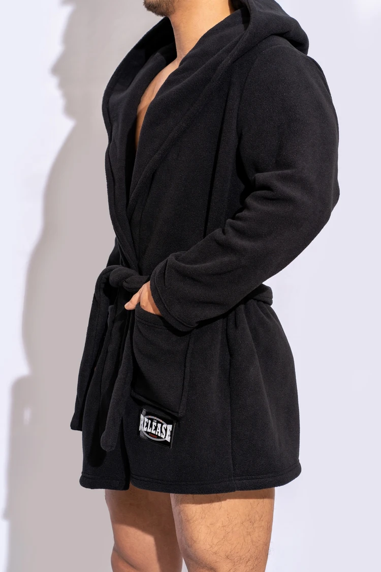 Men\'s Bathrobe Short Style Thick Comfortable Soft Plush Fleece Solid Color Pajama Casual Home Warm Bath Robes