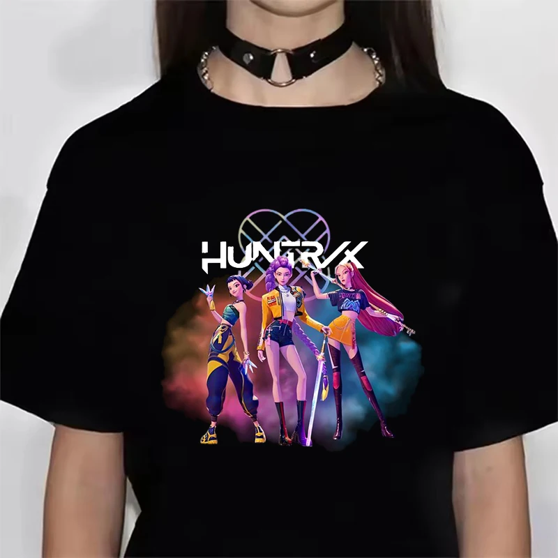 جديد مضحك KPop شيطان الصيادين تي شيرت للجنسين قصيرة الأكمام س الرقبة الصيف عادية ميرا رومي زوي تي شيرت مطبوع تي شيرت علوي