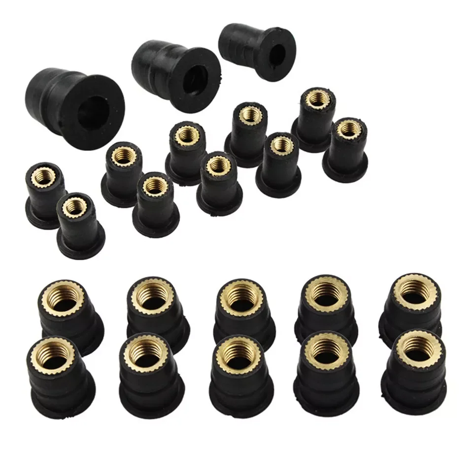 10pcs Motorcycle M4 M5 M6 Metric Rubber Well Nuts Windscreen Fairing Cowl Anodized Aluminum Moto Screws Bolts Accessories