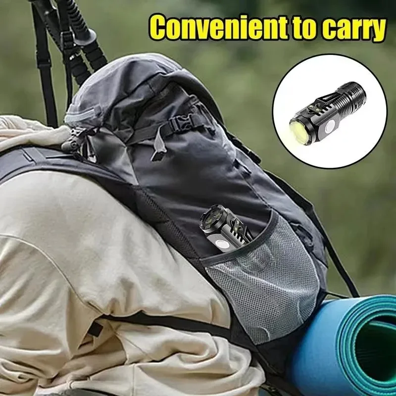 3LED Super Bright Flashlight Portable Mini Burst Flash Torch Rechargeable Outdoor Emergency Spotlight with Pen Clip Tail Magnet