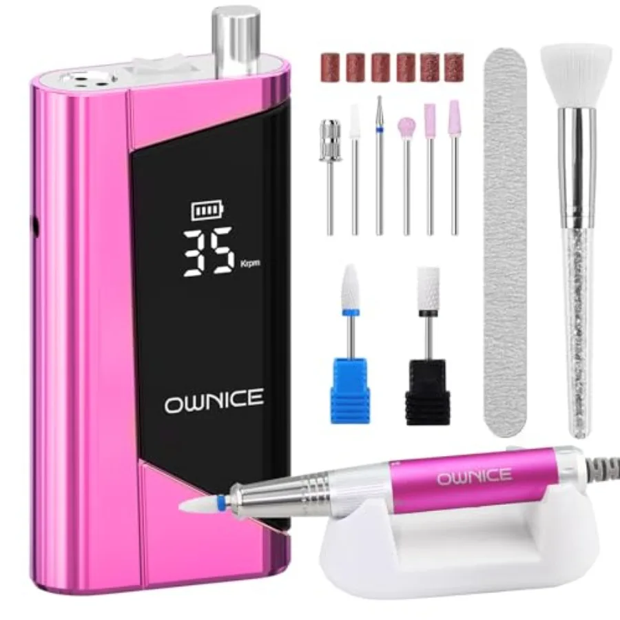 

Electric Professional Nail Drill 35000RPM Cordless Portable Nail E-File Buffer Tools with Bits Perfect for Salon Manicure Pedic